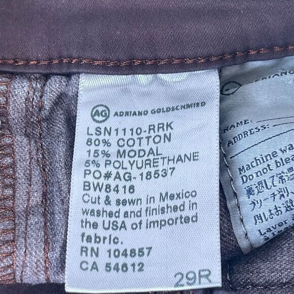 AG Adriano Goldschmied The Stilt Cigarette Leg Brown Pants Sz 29 - Picture 10 of 12